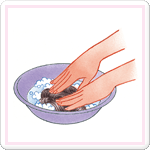 医療用ウイッグを押し洗い