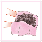 医療用かつらを乾燥させる